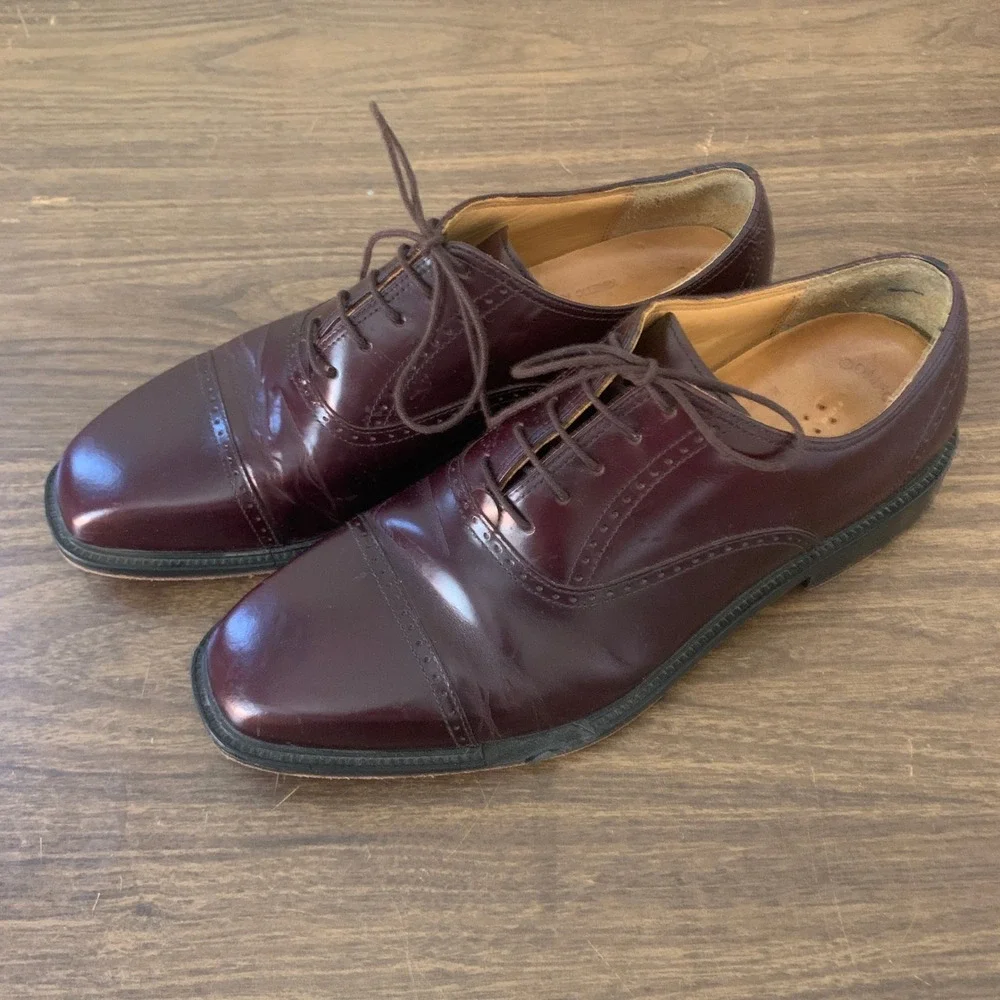 Rockport APM1141E Mens 8.5M Burgundy Leather Cap Toe Oxford Dress Shoes